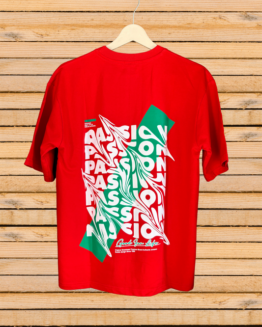 Red printed oversized T shirt 260gsm