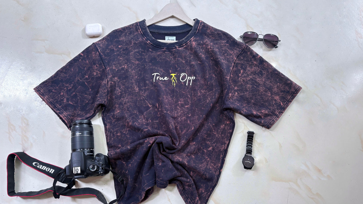 Navy blush acid wash over sized T-shirt