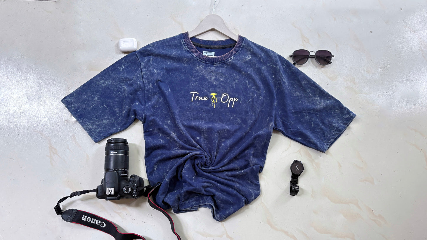 Denim blue acid wash T-shirt