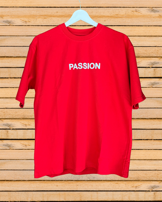 Red printed oversized T shirt 260gsm