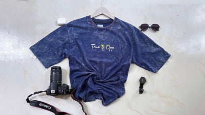 Denim blue acid wash T-shirt